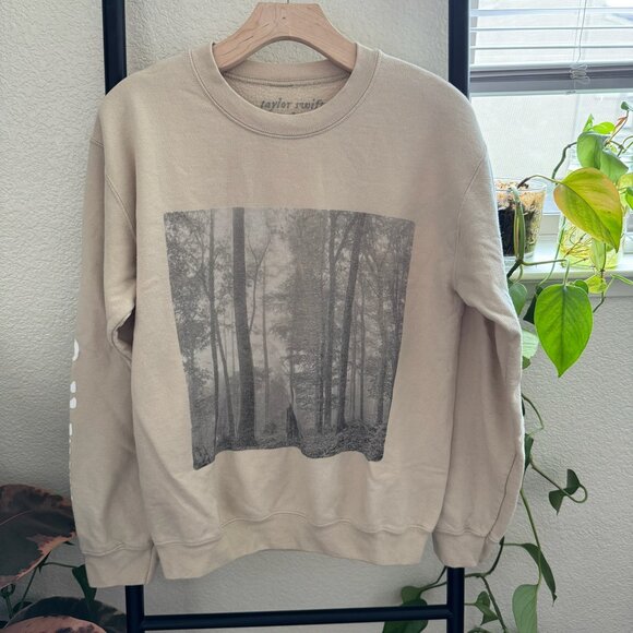 Taylor Swift Folklore Beige Crewneck Sweatshirt Size Small - Picture 1 of 5